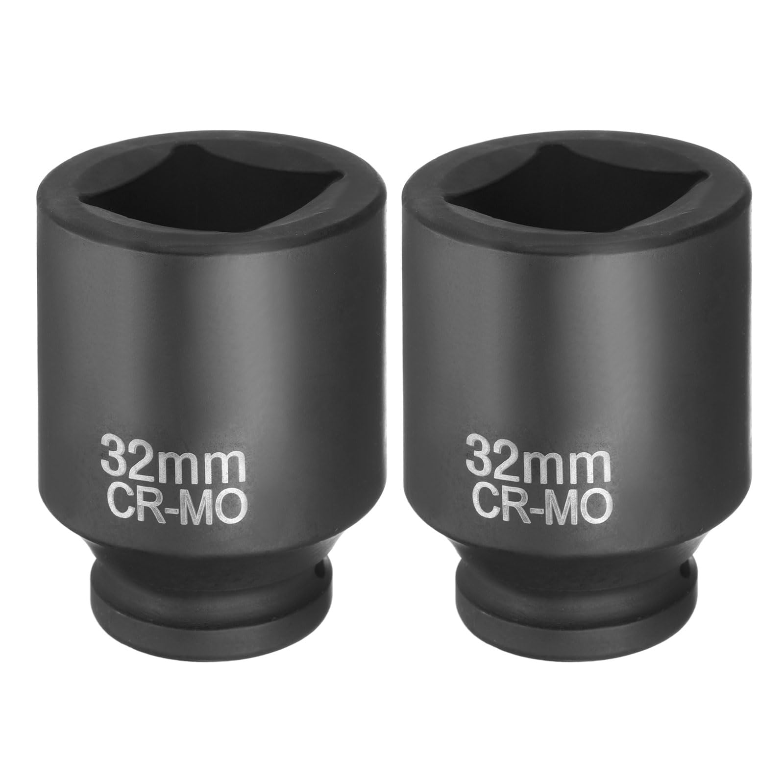 sourcing map Lot de 2 douilles carrées à 4 points 3/4" 32 mm - Douille à choc carrée CR-MO noircissement standard manchon de roue pneumatique outil pour réparation automobile, entretien mécanique et