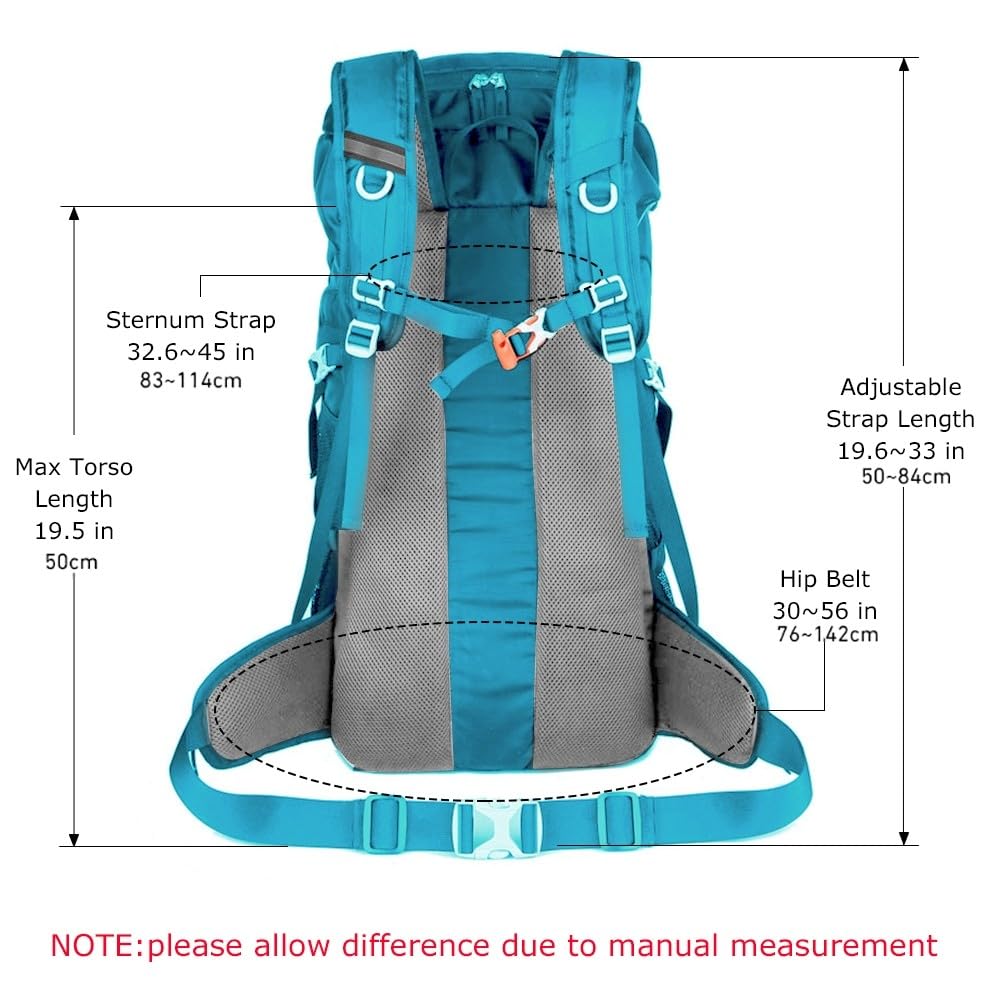 SMYDM - Zaino da trekking con copertura antipioggia, grande capacità, con telaio esterno, per uomo e donna, resistente all'acqua, zaino da campeggio per trekking e viaggi, Rosso, L, Casual