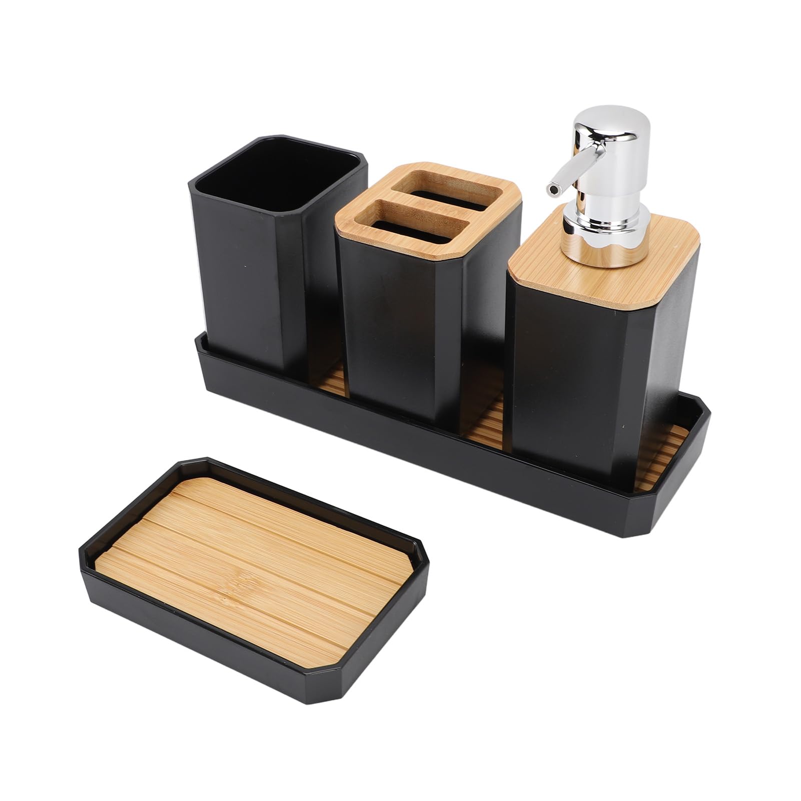 Ensemble accessoire de salle de bain design en bambou chic