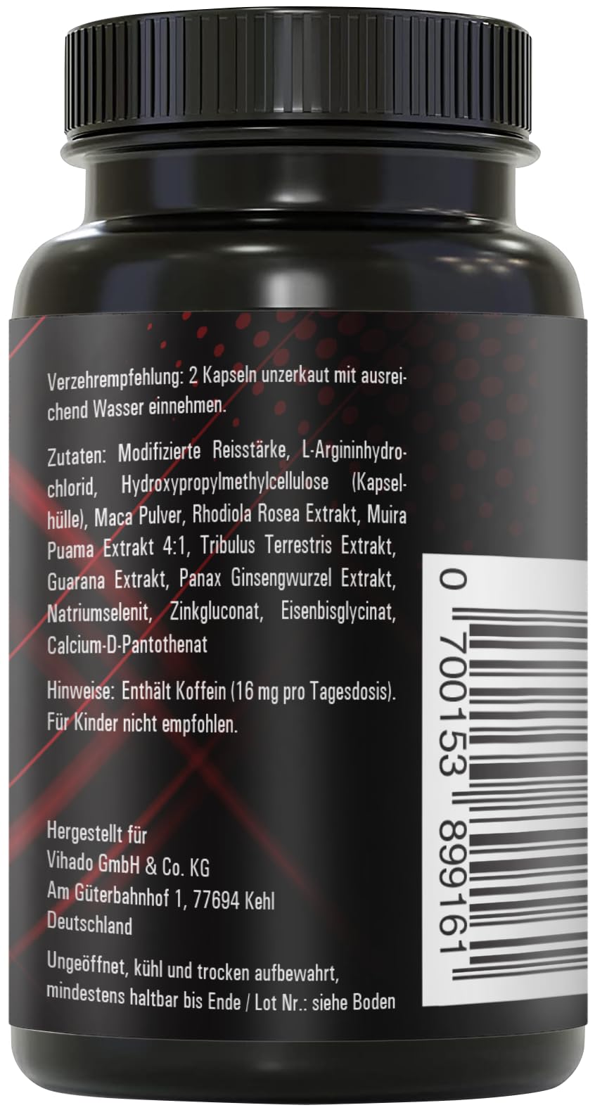 MEN DIRECT - Männer Kapseln extrastark - SOFORT Rezeptur hochdosiert - mit L-Arginin, Maca, Tribulus Terrestris, Ginseng, 60 Kapseln