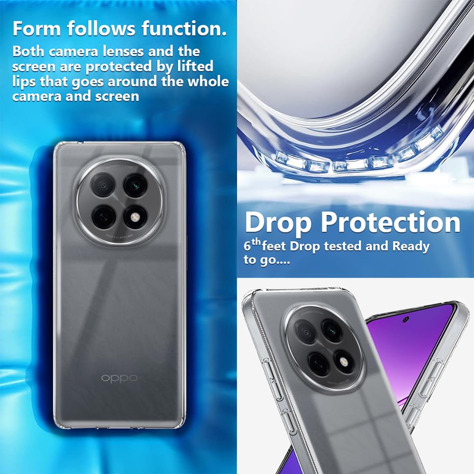Image of Fashionury Crystal Clear Case for Oppo F29 Pro 5G | Yellowing Resistance | Transparent TPU Silicone | Raised Camera Lips | Slim Transparent Cover