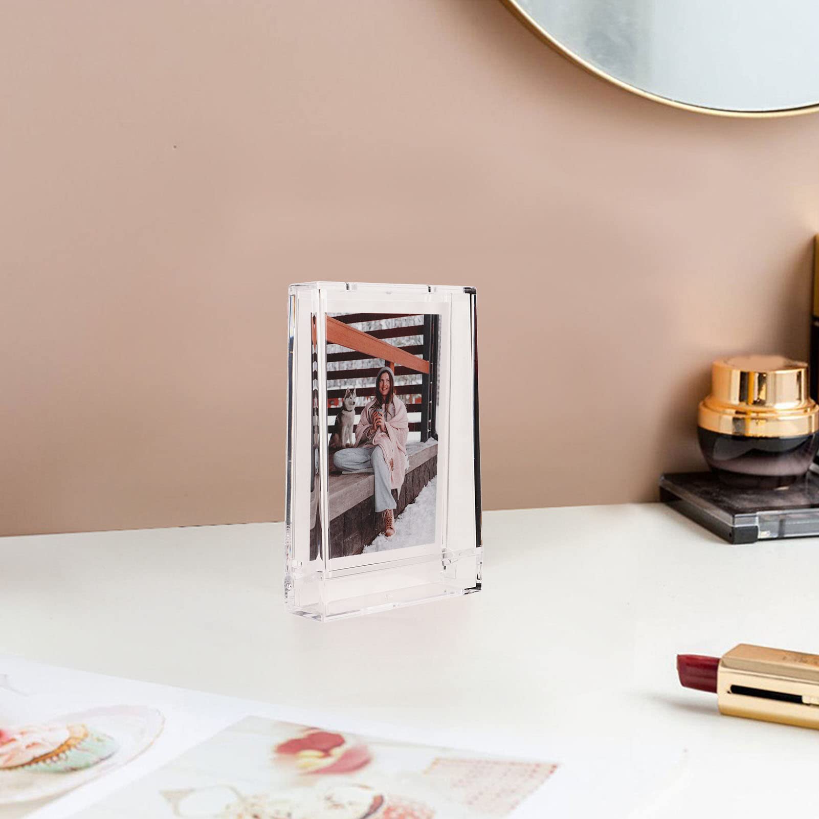 ANGGREK Photo Case, Compact and Portable 3 Inch Photo Storage Box PC with Hand Rope for Pictures (Transparent)