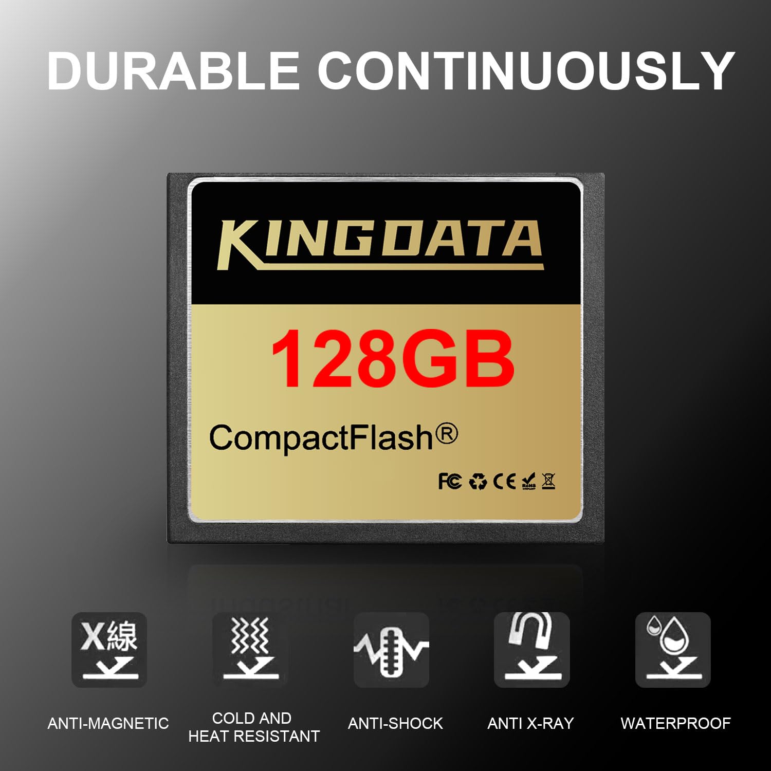 Scheda flash compatta CF800X da 128 GB, tipo I, velocità fino a 120 MB/s per fotocamere
