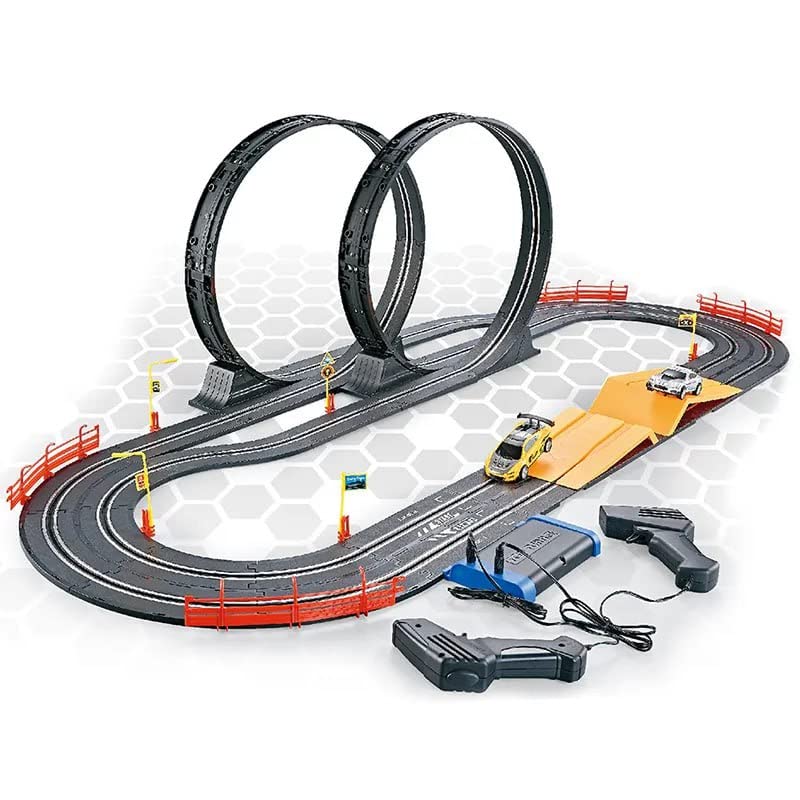 JOY JESTURE Electric High-Speed Slot Car Race Car Track Sets with 2 1:43 Scale Slot Cars & 2 H& Controllers with Headlights & Dual Racing, Toys Gifts for 6 7 8 9 10 11 12 Boys Girls (560CM) 2
