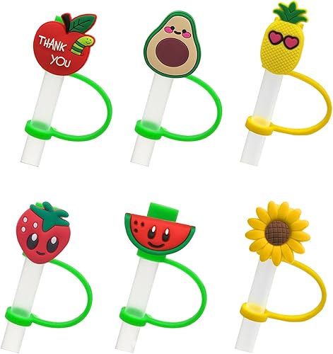 6 piezas de cubierta de popote de silicona, tapas de popote de silicona reutilizables, puntas de popote a prueba de salpicaduras, tapas de puntas de