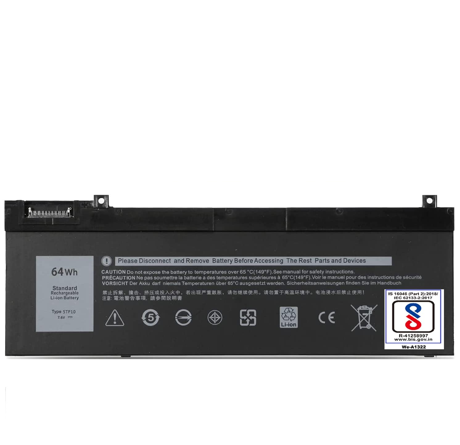 CRLYLC 7,6V 64Wh 5TF10 Laptop Akku für Dell Precision 7530 7540 7730 7740 Mobile Workstation P34E P34E001 P34E002 P74F P74F001 P74F002 NYFJH RY3F9 0RY3F9 7M0T6 GHXKY 05TF10 Notebook Battery
