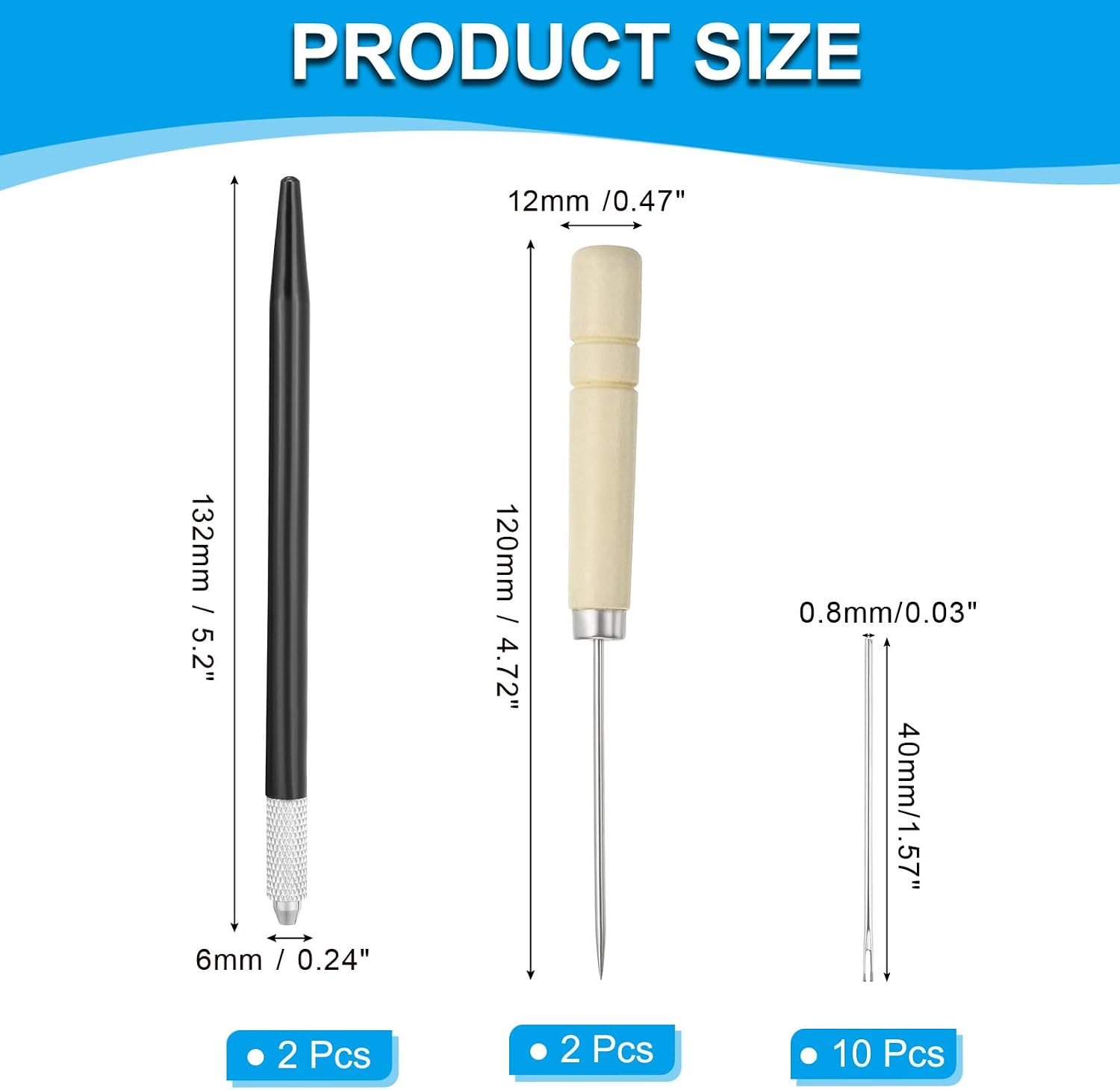 PATIKIL Doll Hair Rooting Holders Kit, 0.8mm Doll Hair Rerooting Knitting Needles with Wood Awls Crochet Hooks Doll Wig Tool for Doll Hair Making Supplies DIY Crafts, Black image 2