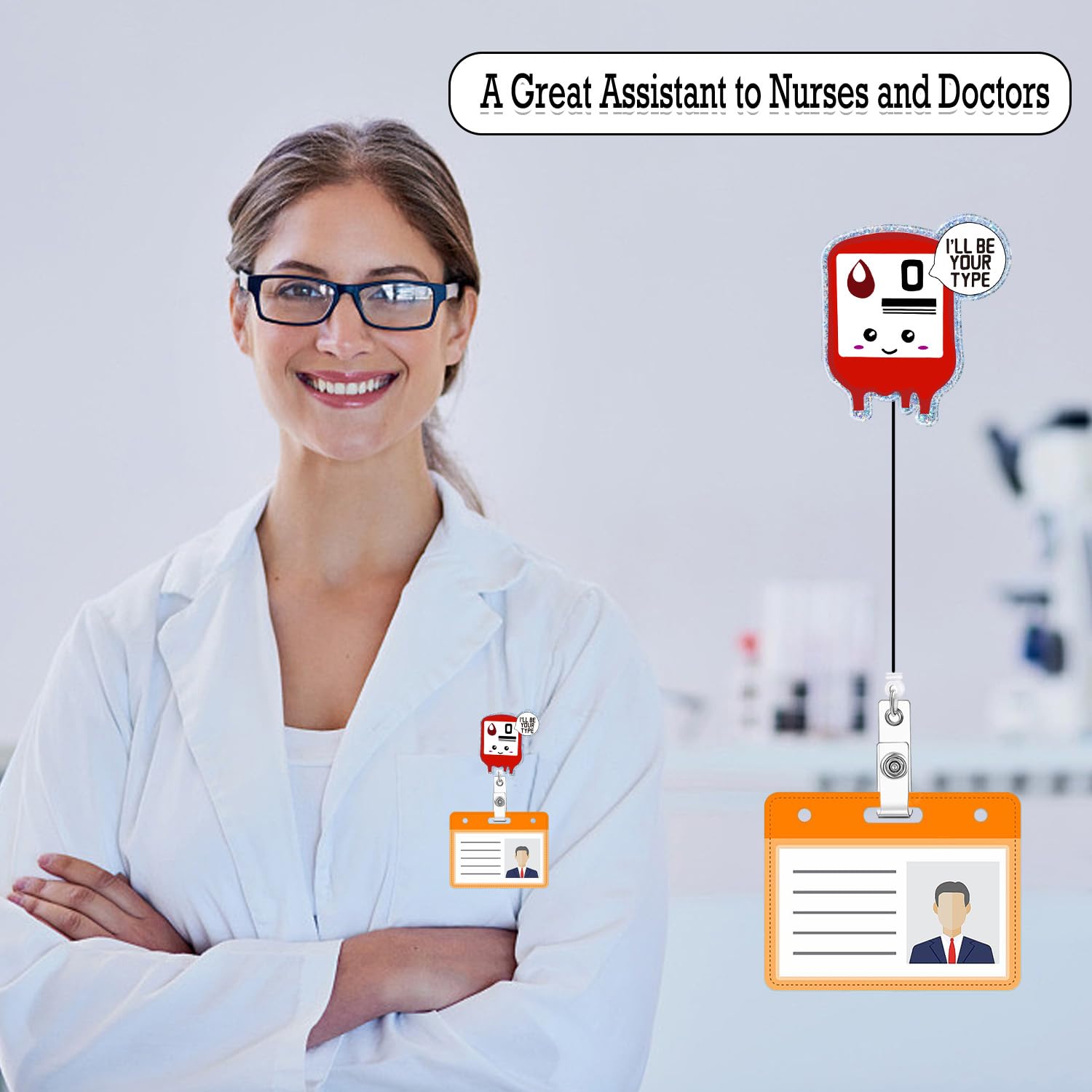 Funny Nurse Badge Reel – Retractable ID Holder With Glitter Design For Medical Staff
