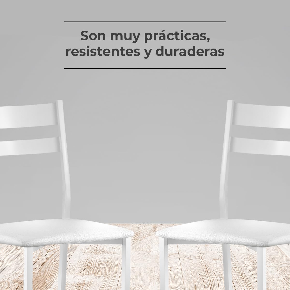 Astimesa - Silla de Comedor o Cocina - Silla de Metal Blanca con Respaldo - Asiento Polipiel en Color Blanco - 38 cm (Ancho) x 45 cm (Alto Asiento) x 85 cm (Alto Total) x 40 cm (Fondo)