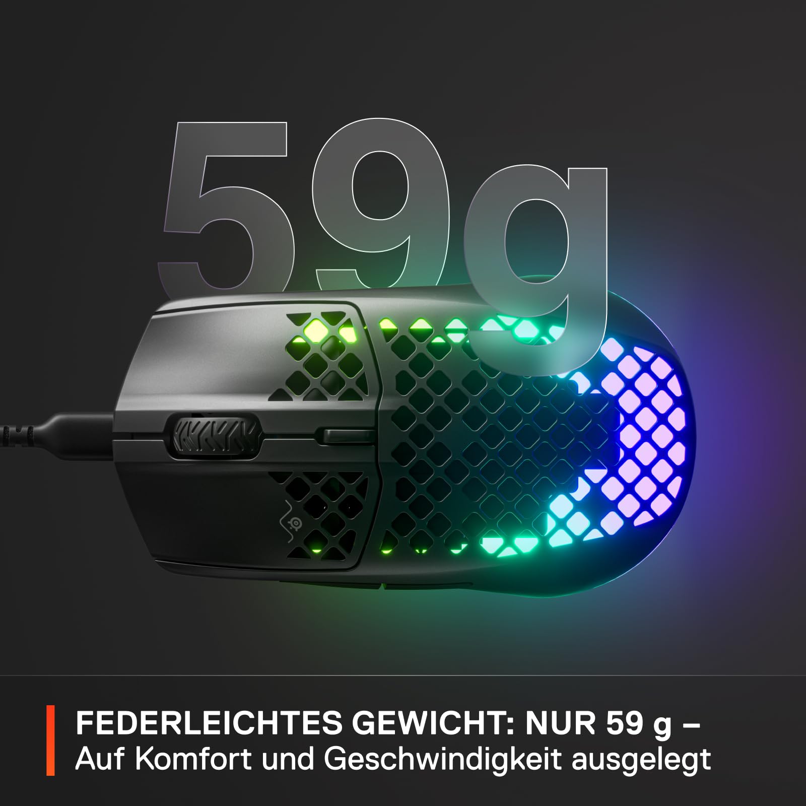 SteelSeries Aerox 3 Superleichte Gaming-Maus Optischer TrueMove Core Sensor 8500 CPI Wasserfest Schwarz