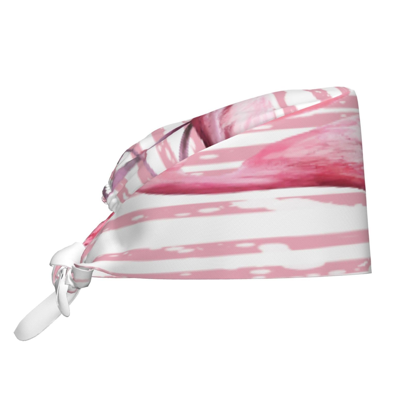 Kuilepa Flamingo Print Working Caps With Sweatband Adjustable Working Hats Elastic Scrub Hats Nurse Scrub Cap