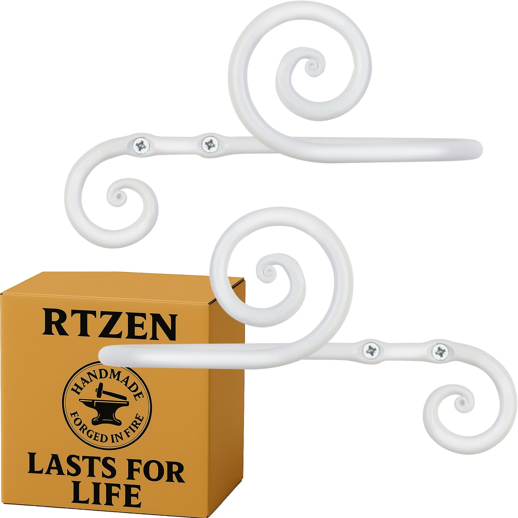 RTZEN Decorative Metal Curtain Tiebacks - Farmhouse Wrought Iron Curtain Holdbacks - Drapery Holders for Wall - Unique Metal Tie Backs for Curtains -