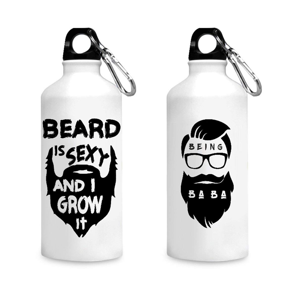 Motivate Box,Being Baba Moustache,Beard is Sexy & I Grow it Quote Printed 2 Sipper Bottles(750 ml, White)-image-22