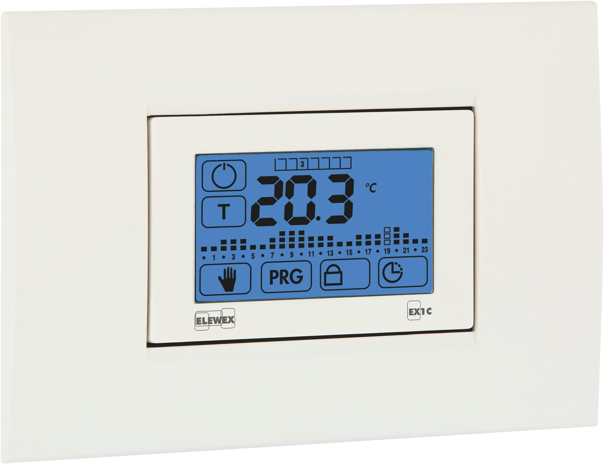 VE770100 EX.1C Built-in Electronic Thermostat, Touch Screen Display, Weekly Programming, Battery Powered, White and Charcoal Grey