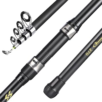 Sougayilang Telescopic Fishing Rod, Lightweight Spinning Rod, Fishing Pole Designed for Bass, Trout, Salmon, Steelhead, for Fresh & Saltwater-Black-210cm
