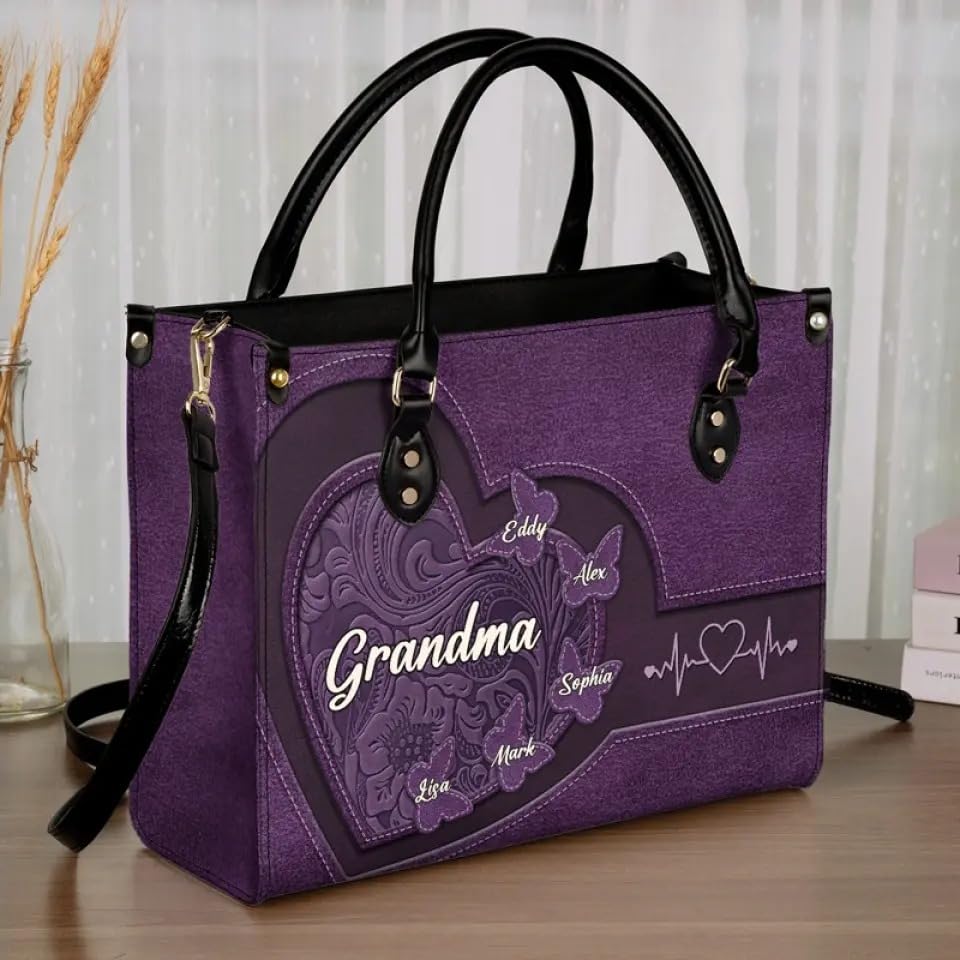 Bolso de cuero personalizado para abuela miniatura 3