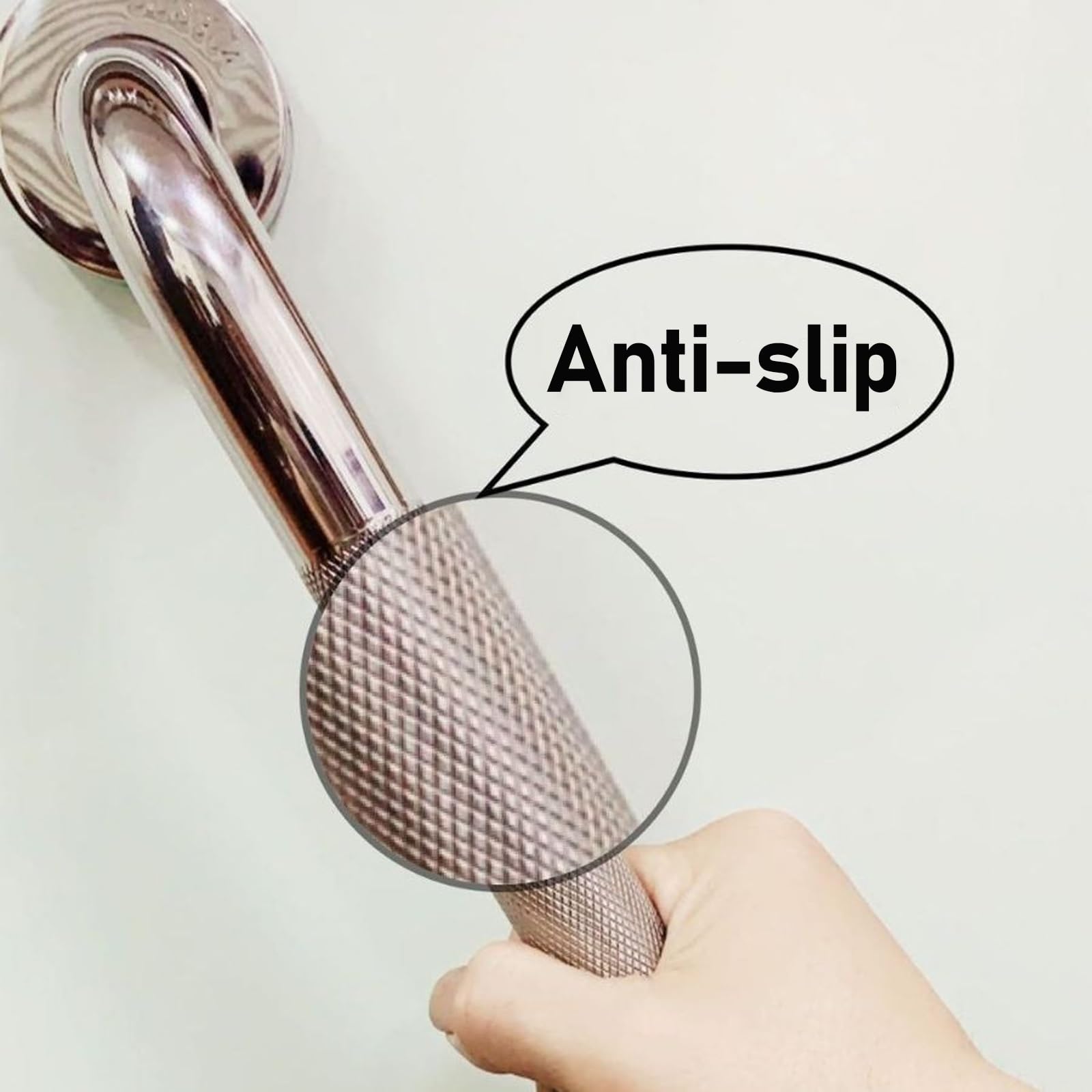 Barra di sostegno antiscivolo a forma di U, in acciaio inox 304, per interni ed esterni, diametro 3,2 cm, capacità di carico 180 kg, lunghezza 50 cm, ideale per bagno e WC (argento)