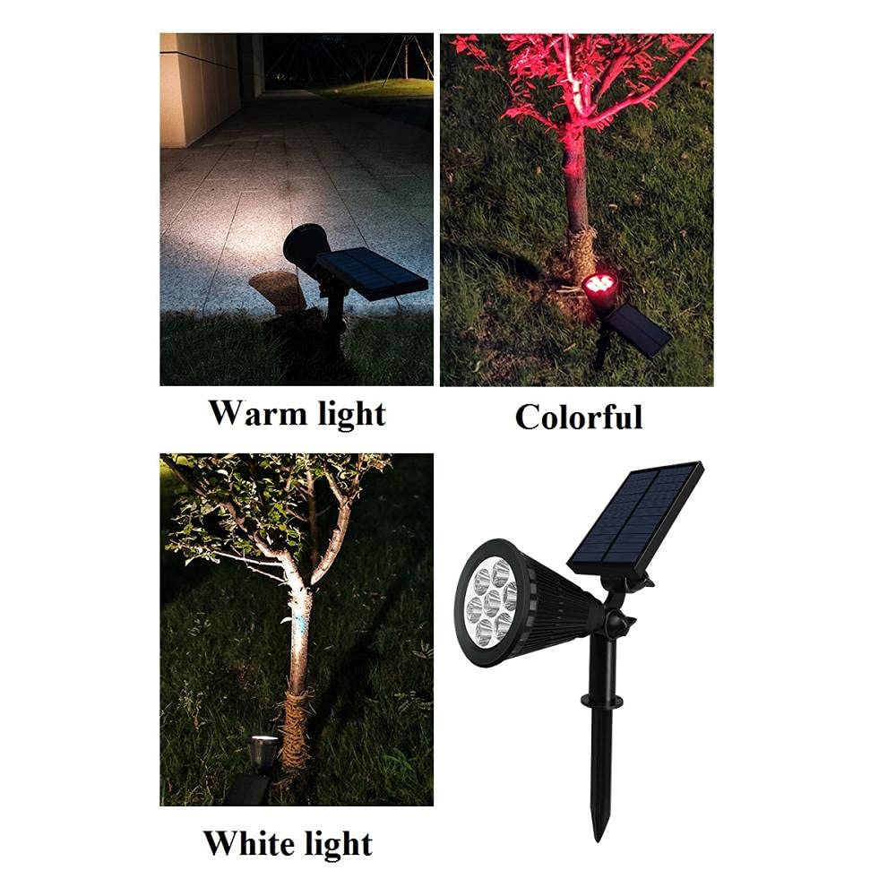 LED Solar Lampada Spotlight Spotlight impermeabile Controllo della luce Inserimento Piano Giardino Lampada da giardino Regolabile all'aperto Giardino Lampada da giardino-4 LED._Luce colorata