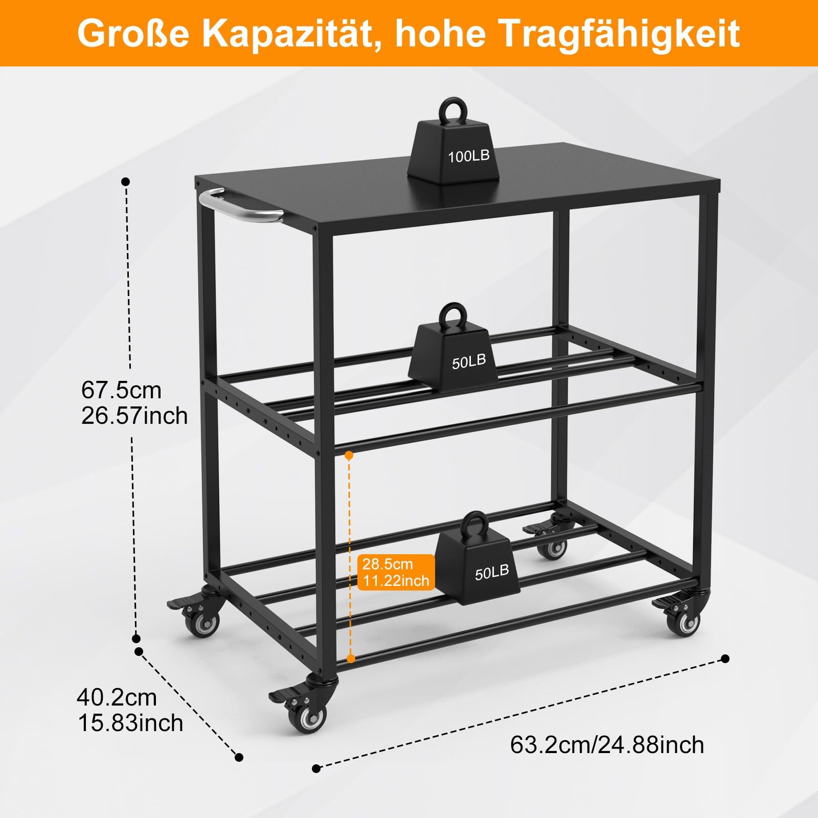 Regał na filament do drukarki 3D, wytrzymały metalowy regał magazynowy z kółkami, rolki filamentowe, regał do PLA/ABS/TPU do przechowywania w domu, biurze, warsztacie (czarny)