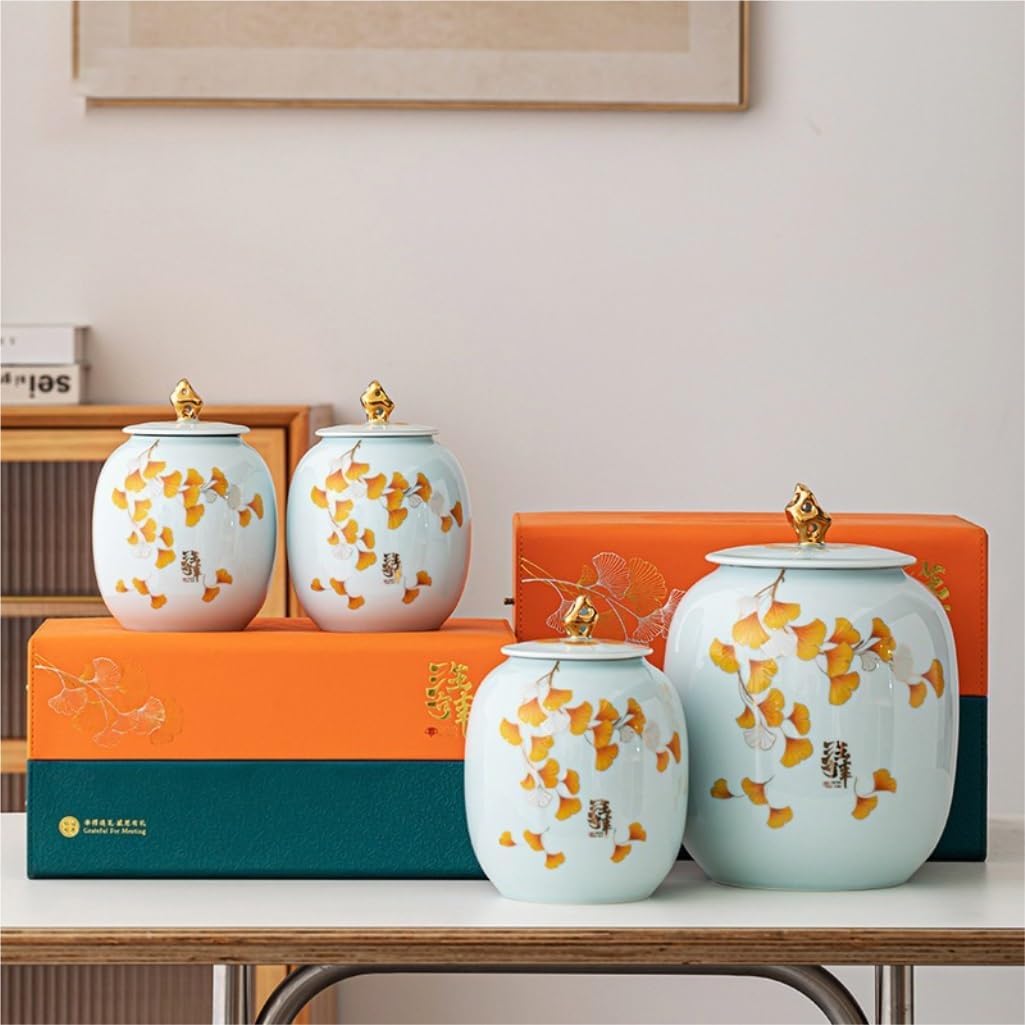 SONGCHAO Sugar Jar Ceramic Large Tea Can Loose Tea Storage Container Can Sealed Can Kitchen Can Food Storage Can Storage Can Tea Canister (Color : Large)