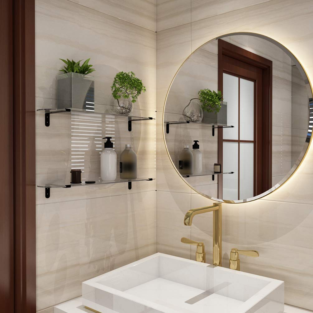 Pack De 3 étagères Flottantes En Verre Pour Salle De Bain - 20 Pouces - Montage Mural - Design Moderne