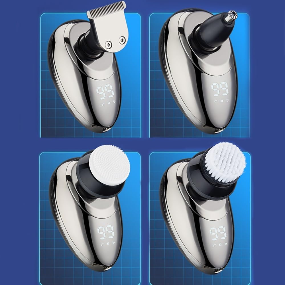 Rasoio Elettrico Barba, Rasoio 5 IN 1 7 lame Kit multi-grooming Display digitale Rasoio elettrico Tagliacapelli Barba Rasoio elettrico Wet Dry Men Macchina for la rasatura del viso