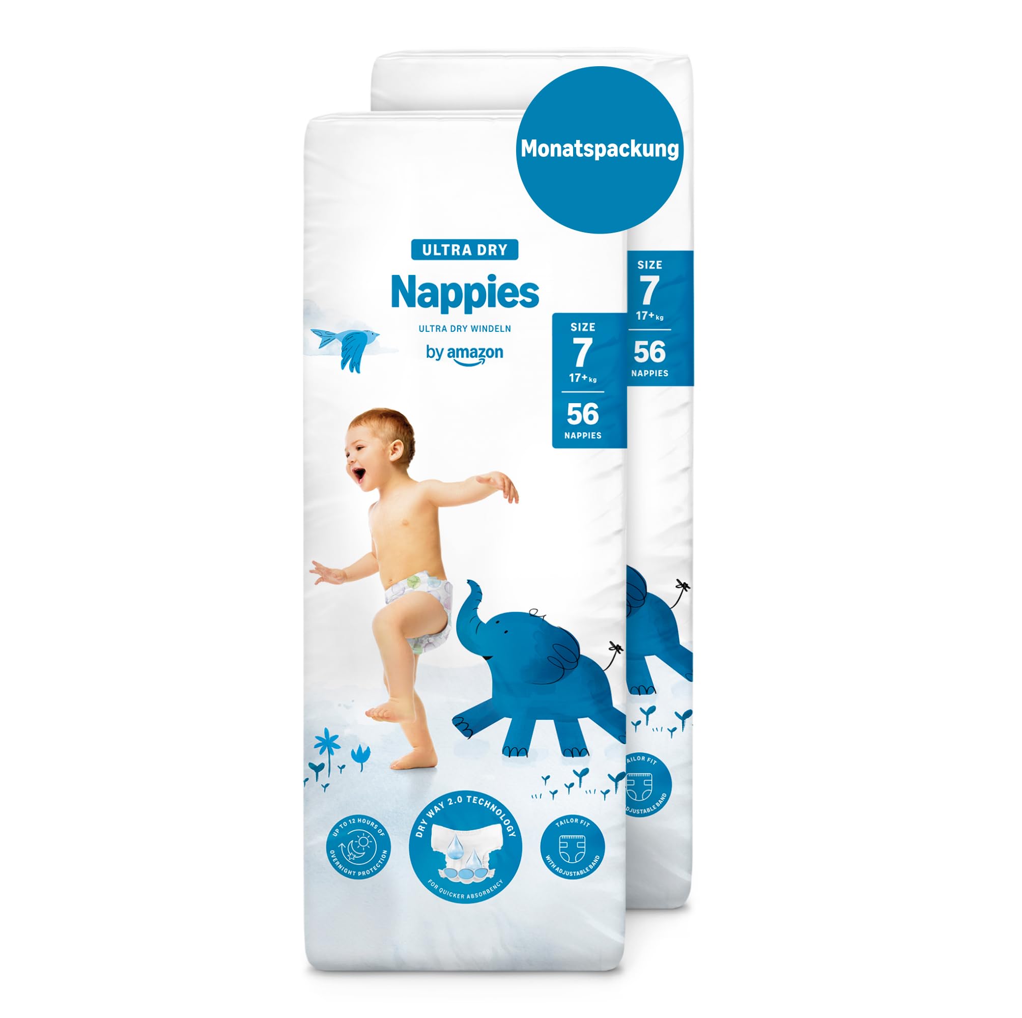 By Amazon Ultra Dry Windeln – Größe 7 (17 kg+) – 112 Stück (2 Packungen mit 56 Stück)