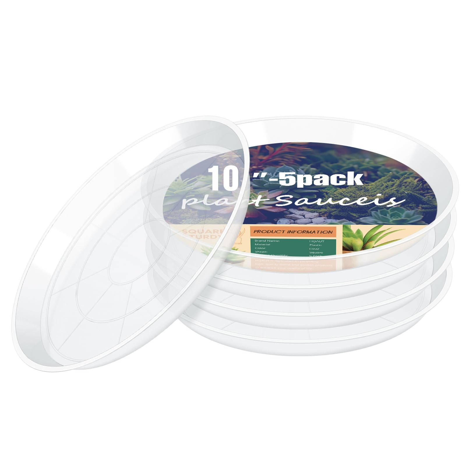 Hyuetrsa 21 Pcs Clear Deep Drip Tray Plastic Plant Saucer