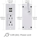 Barre d'alimentation encastrée de bureau avec 2 Sorties 2 USB 2.1A Insertion Monté dans la bande de puissance pour Table Canapé Table de chevet Cuisine