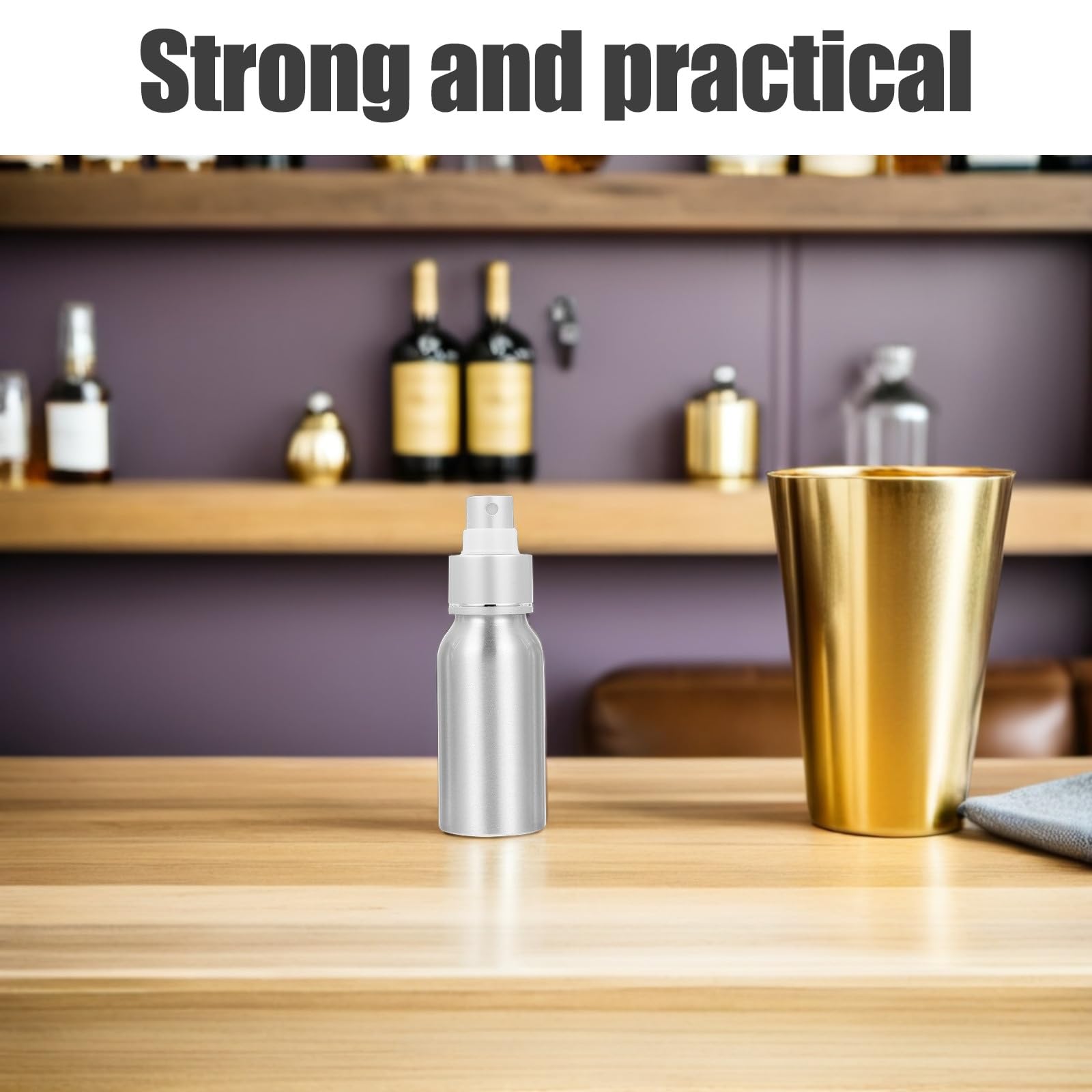 Supvox 2 Stück Wiederbefüllbare 50ml Cocktail Sprühflaschen aus Aluminium und Pp Tragbare Bitterflaschen für Zuhause und Reise Silberfarbene Leere Flüssigkeits Sprayer