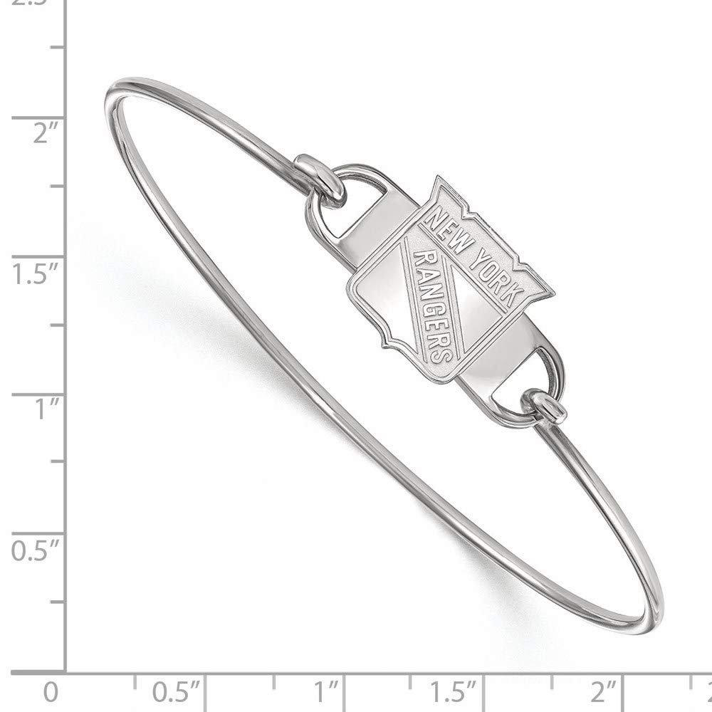 LogoArt Sterling Silver New York Rangers Small Ctr Wire Bangle