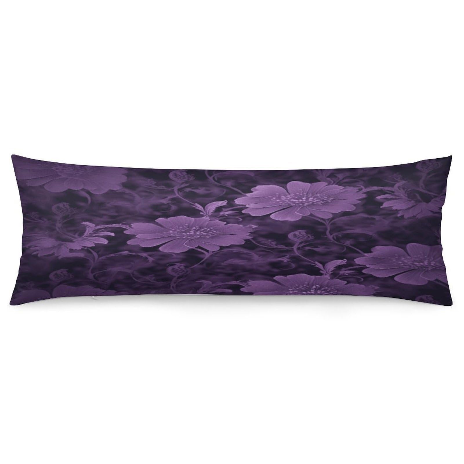 Purple Body Pillow Cover Long Body Pillow Pillowcase with Hidden Zipper Ultra Soft Polyester Pillow Cases Breathable & Silky Long Pillows Case Cover 19x53 in