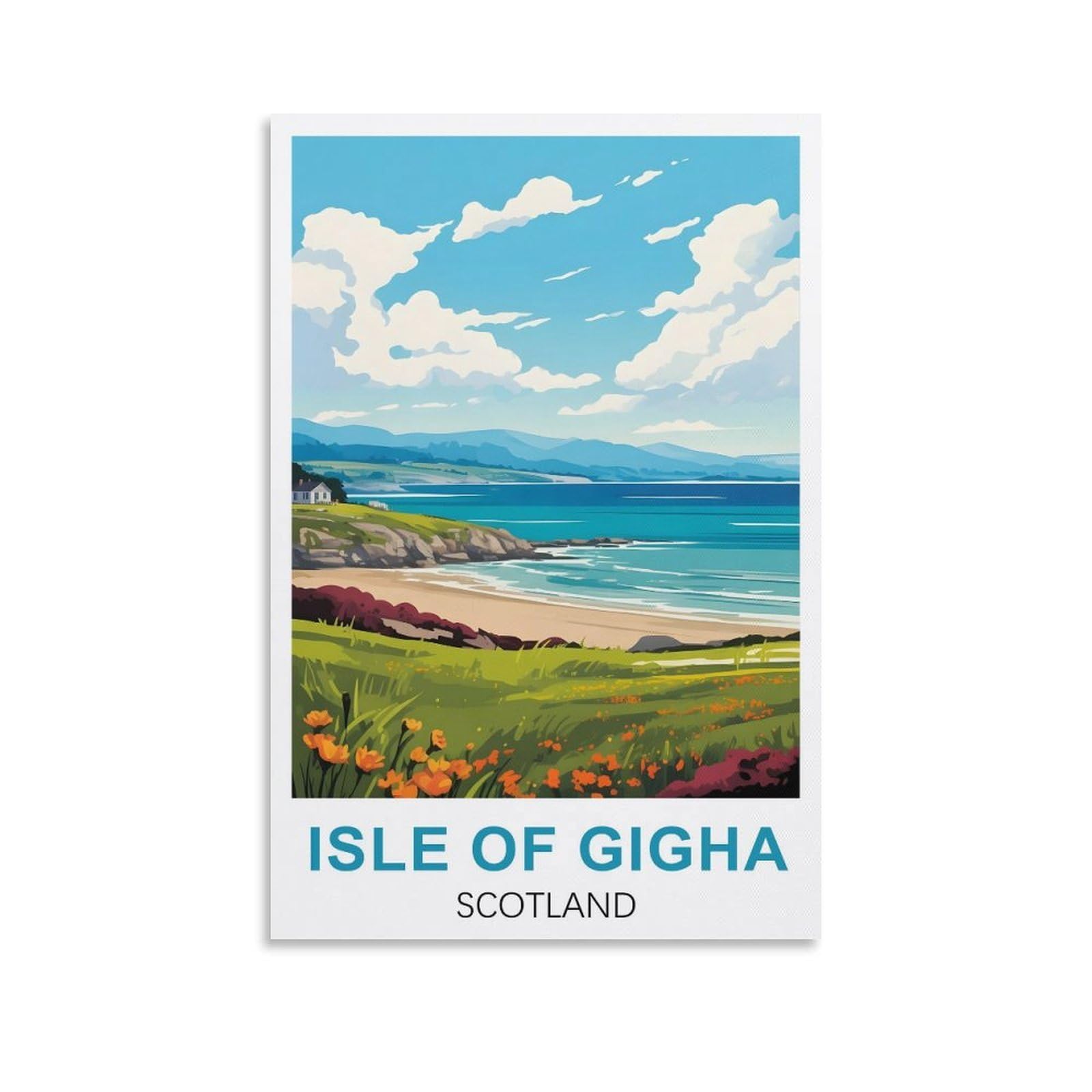 EZMLFA DIY Diamond Painting,Isle of Gigha Scotland 5D Diamond Art DIY Cross Stitch Crystal Rhinestone Embroidery Pictures Craft for Home Wall 40x40cm