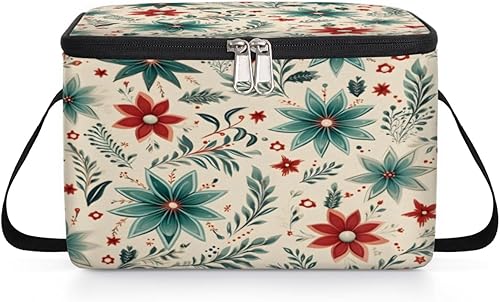 Miniatura 8 de Christmas Poinsettia Modern Insulated Lunch Bag Women Reusable Lunch Tote Square Meal Bag for Adults Men Cooler Lunch Box for Work Travel Picnic Food