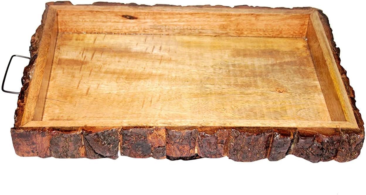 Plateau de service rustique bois naturel écorce plateau décoratif table