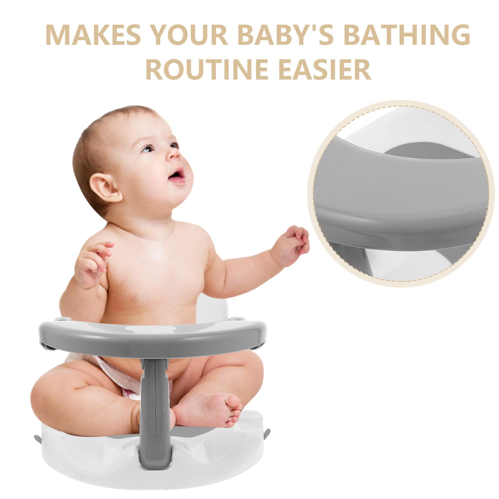 Babysitz für Badewanne Ab Monate Abnehmbarer mit Rückenlehne Rutschfest Komfortabel für Baden Füttern und Haarewaschen Grauer für Entspannte Babypflege