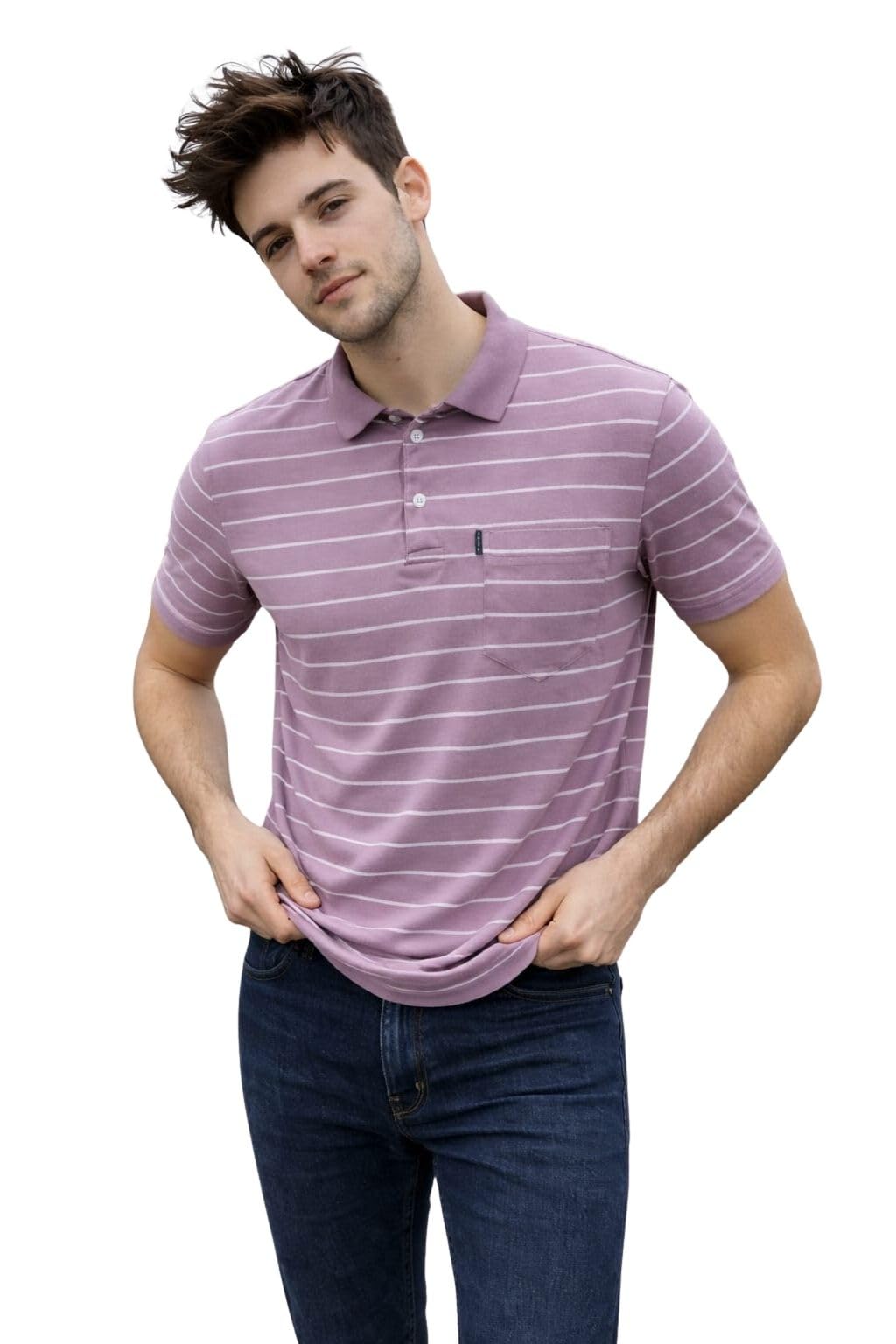 wild elephant Men Cotton Striped Polo Neck T-Shirt | Regular Fit Short Sleeve | Casual Wear T-Shirt for Summer-picture-50