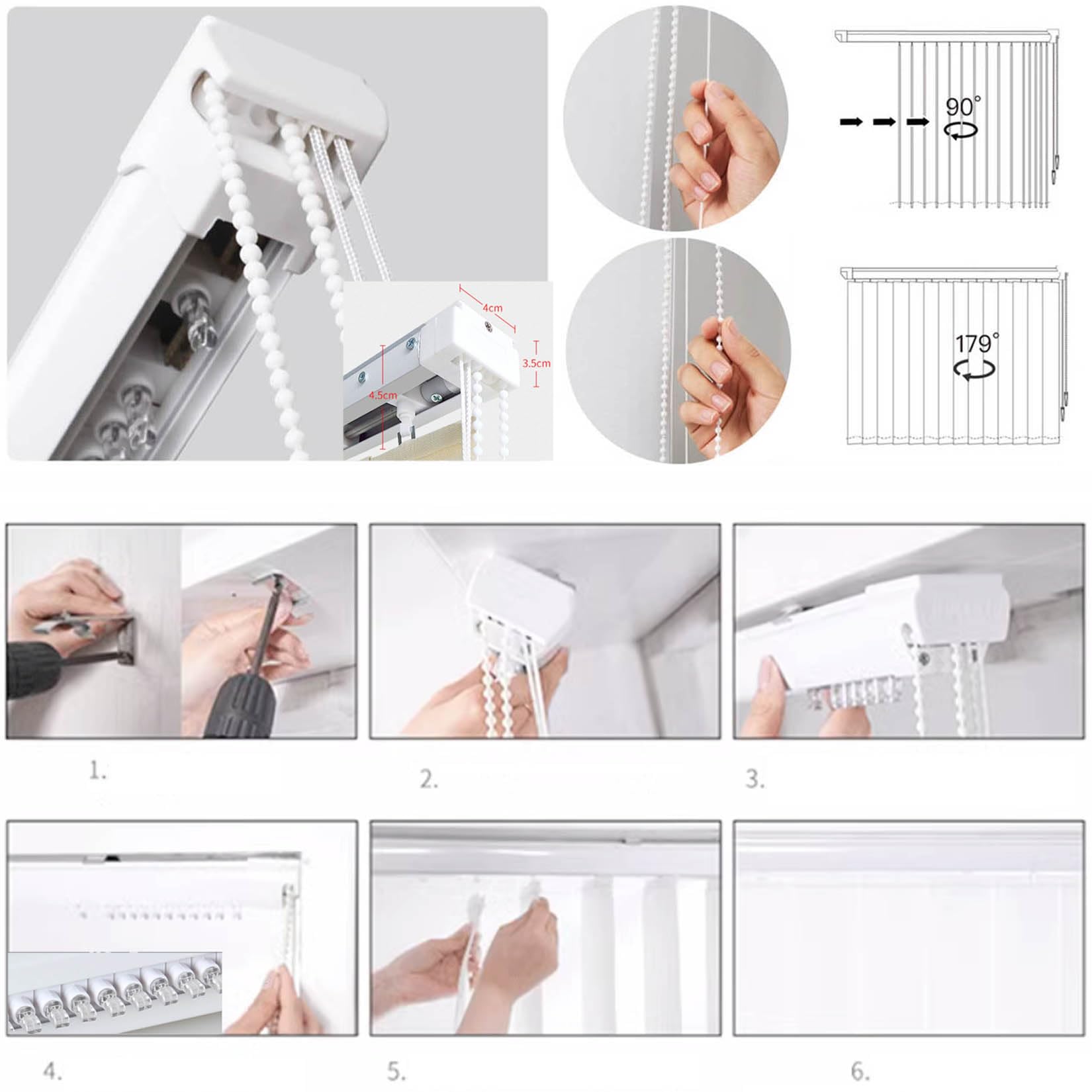 Verdunkelungsgardine Nach Maß Lamellenvorhang Komplettset Vertikaljalousie Lamellen Blickdicht Abdunkelnd,Sonnenschutz Schiebevorhänge für Fenster,Beige (50cm x 215cm)