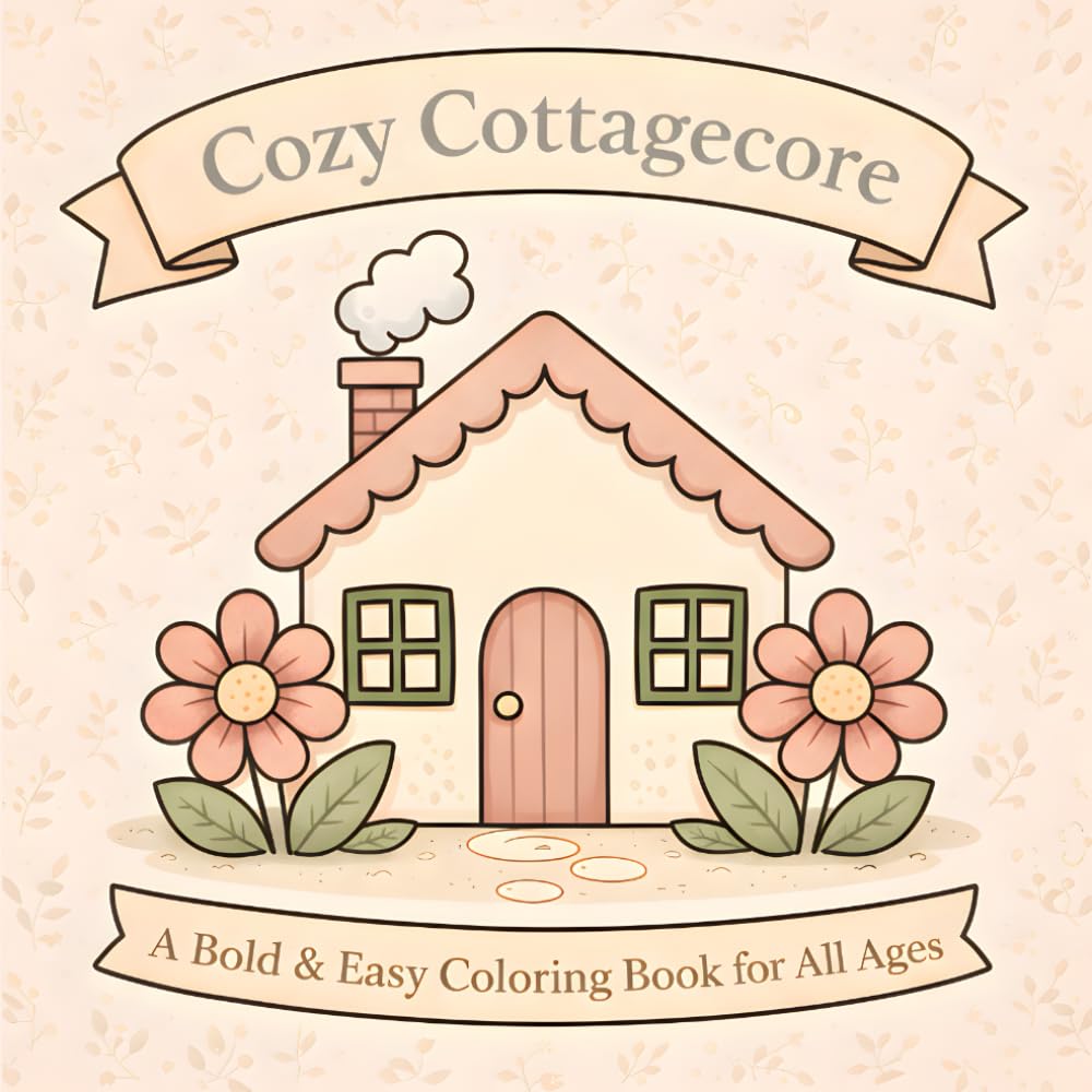 Cozy Cottagecore: A Bold & Easy Coloring Book for All Ages (Cozycore Coloring Book Series)