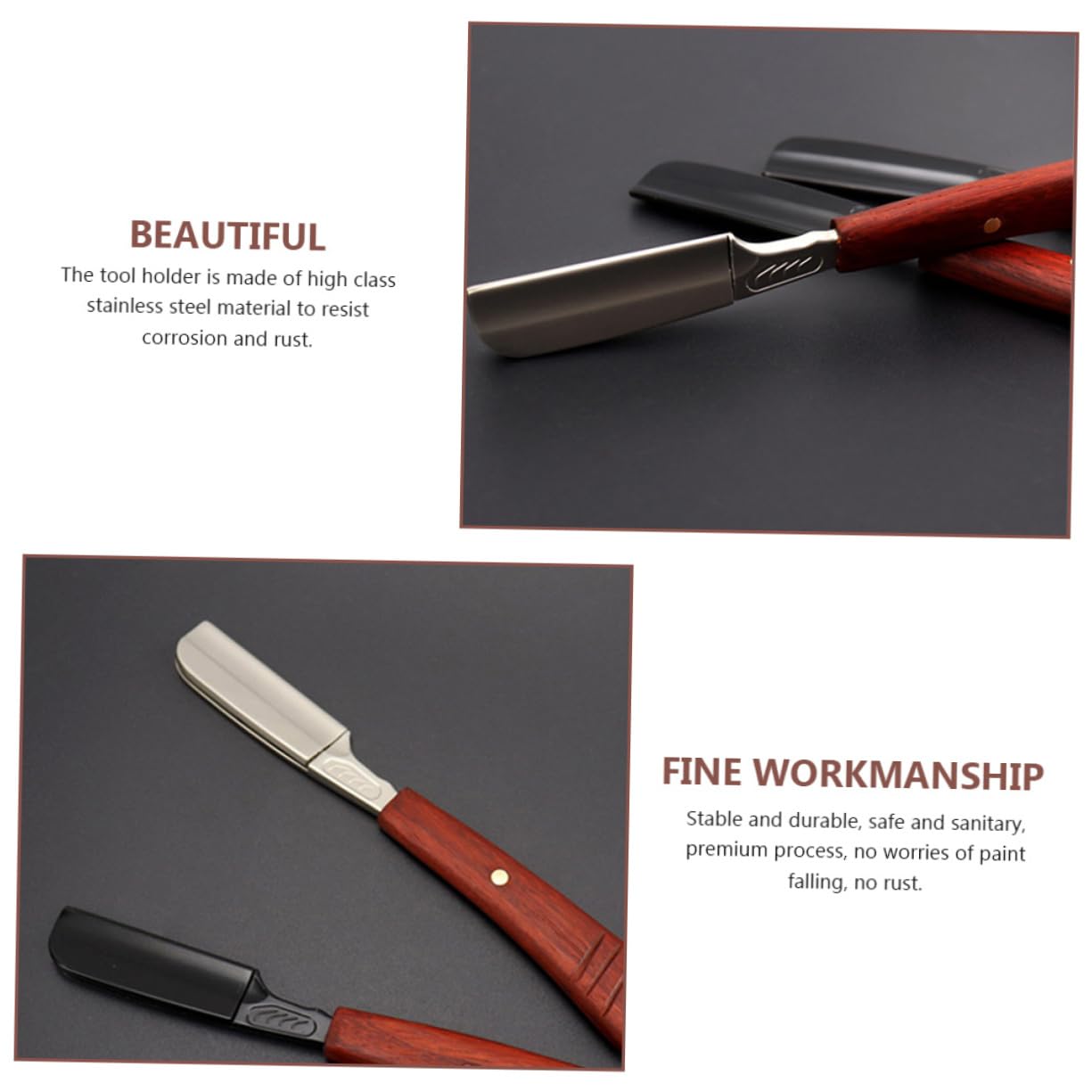 BESTYASH 2stücke Manueller Rasierer Mit Holzgriff Vintage Bartschneider Für Präzises Rasieren Augenbrauen Und Kopfhaarschnitt Für Herren Und Friseure