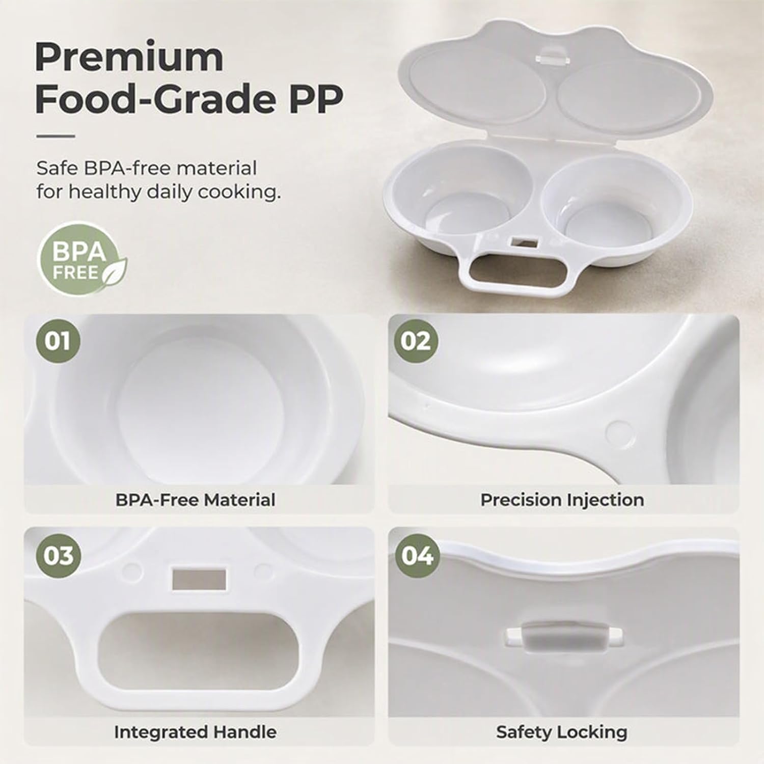 Stedwell Microwave Egg Cooker, Stedwell Microwave Egg Poacher (balck*2), White - Image 5
