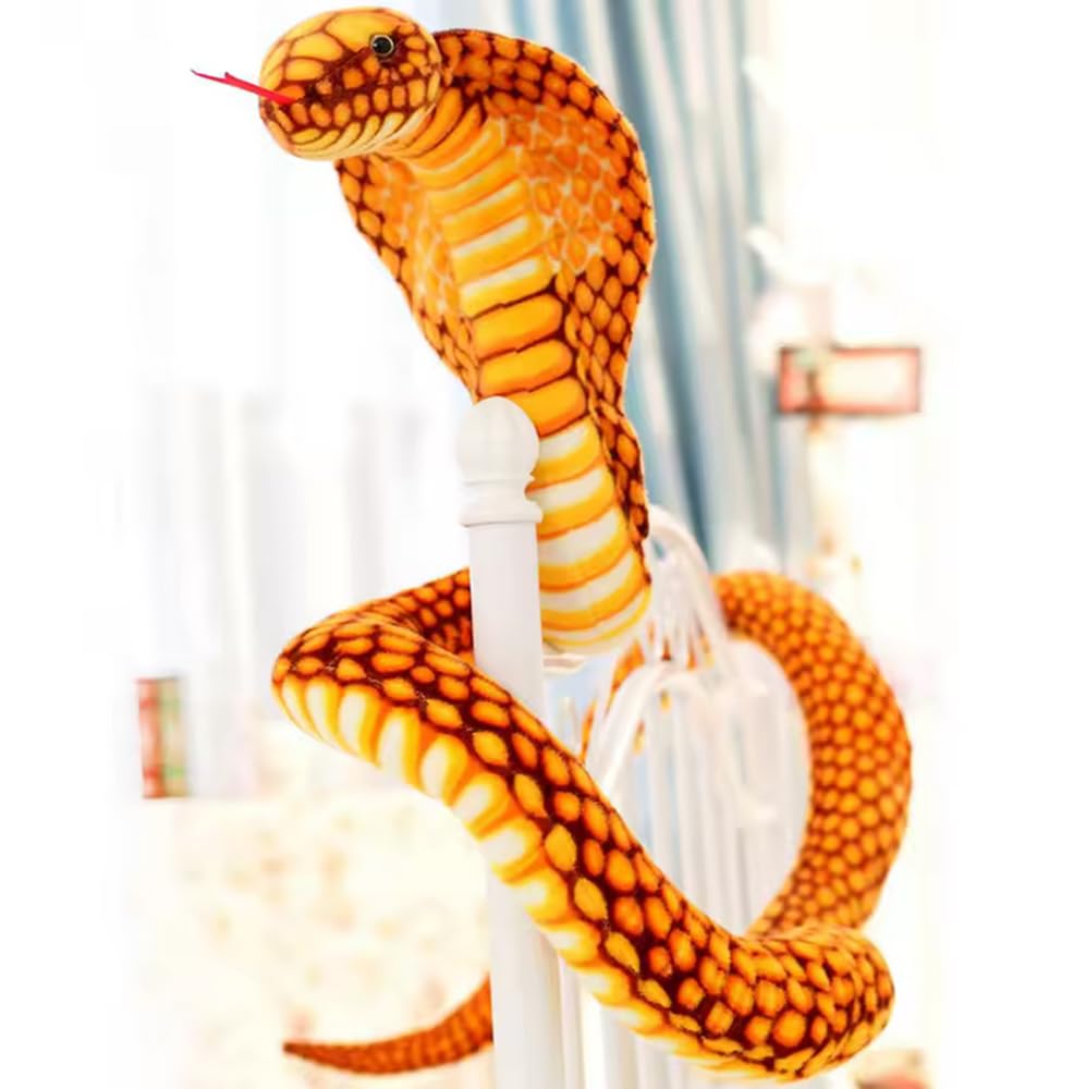 Tikwisdom Stuffed Animals, Snake, Large Cobra Plush Toy, High Simulation Cobra Soft Toy, Prop Animal Party Decoration - Image 3