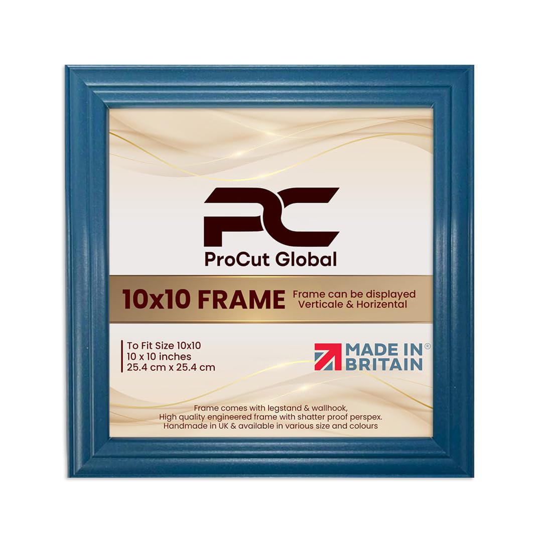 Procut Global 10x10 Navy Blue Picture Frames - Classic Wooden Photo Frame with Shatterproof Perspex for Wall or Tabletop - Perfect for Posters, Certificates & Prints - Sizes & Colors Available