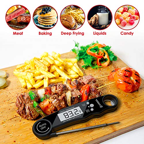 Meat Thermometer, Digital Meat Thermometer Instant Read 2 Pack, SOQOOL Instant Read Thermometer for Kitchen Cooking Food Candy Oil Deep Fry Outdoor BBQ Grill Smoker, Ultra Fast and Waterproof