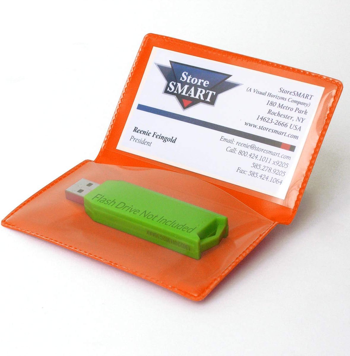 StoreSMART USB Flash Drive & Business Card Holders Folding Orange