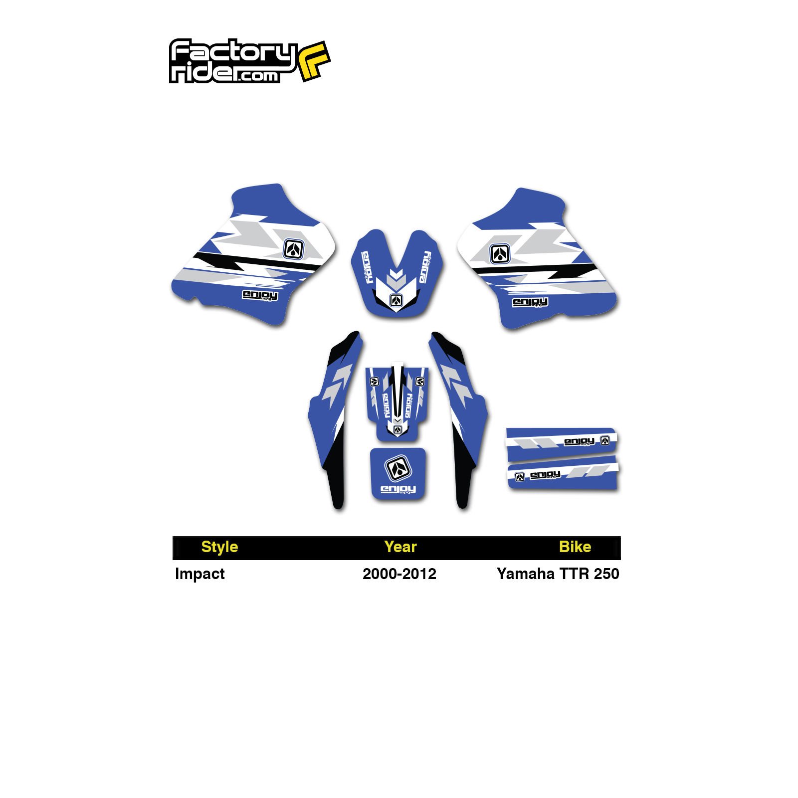 2000-2012 Yamaha TTR 250 TTR250 Dirt Bike Graphics Kit Decal Impact by Enjoy MFG