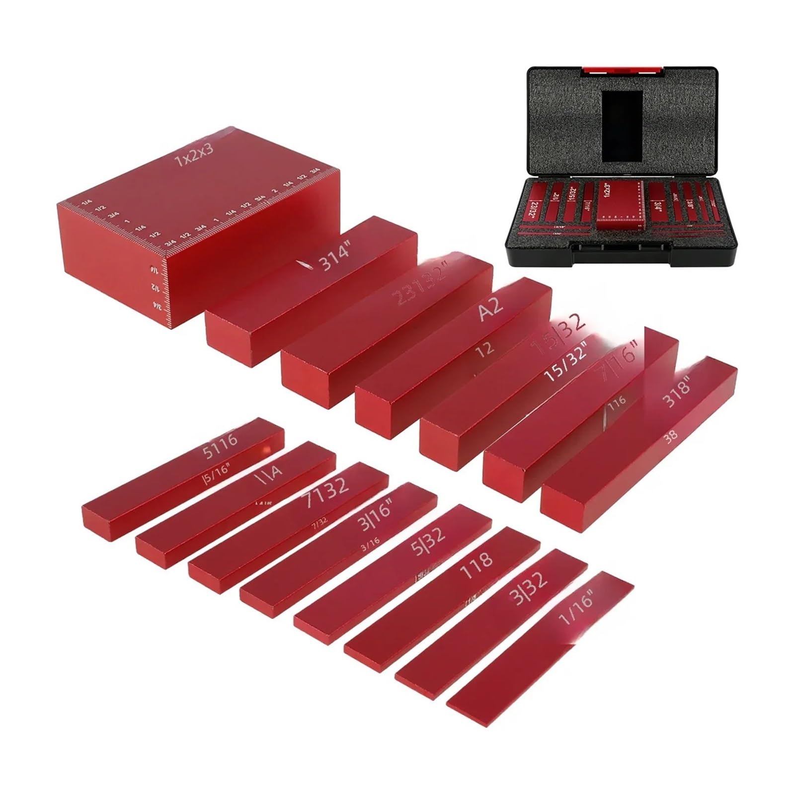 Lot De 15 Blocs De Configuration Aluminium - Pour Réglage Hauteur Précision Routeur/table, Rouge, Neuf, Origine Chine