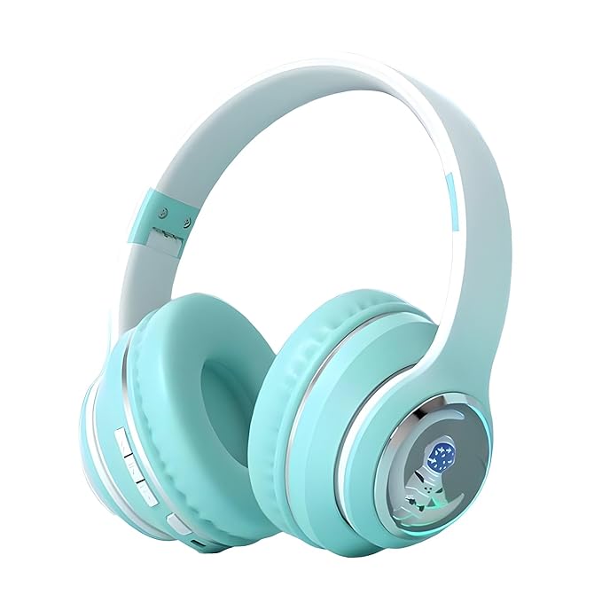 Buy PunnkFunnk Newly Launched Astro Junior BT v5.3 Noise Cancelling Wireless Over-Ear Bluetooth Headphones Hi-Res Audio, 40mm Driver, Deep Bass, Memory Foam Ear Cups, for Kids Teens Adults(Green) at Rs. 1169