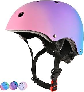 LOKJIJI Adjustable Kids Bike Helmet for Girls Boys Youth, Color Gradient Kids Protective Helmets for Multi-Sports Bicycle Cycling Skateboard Scooter Skating