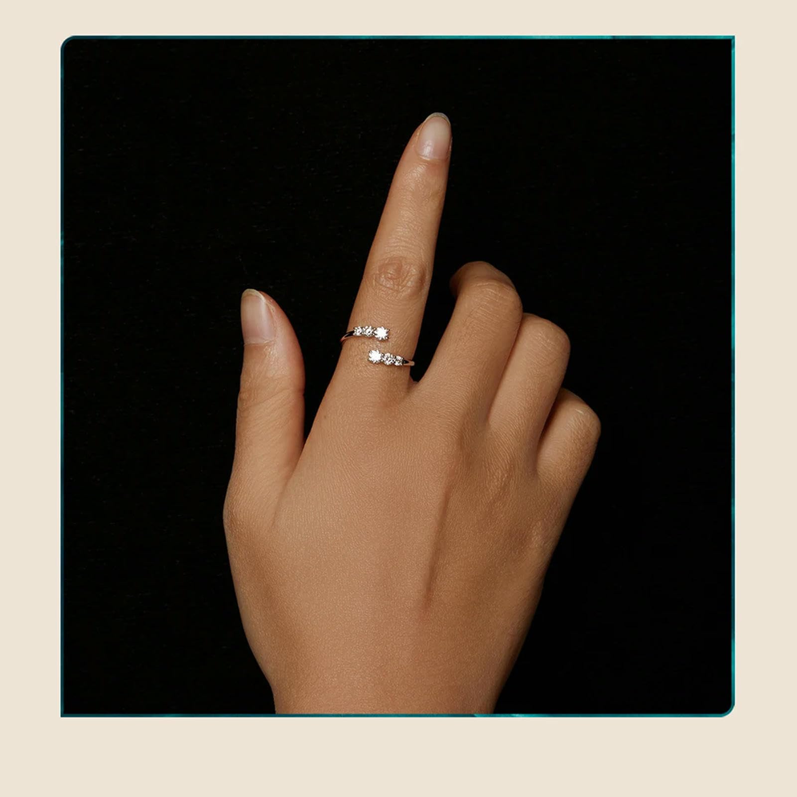 Anello Regolabile In Oro Bianco Con Moissanite, Anello Aperto Squisito In Argento Sterling 925 Per Donna, Regalo Di Fidanzamento